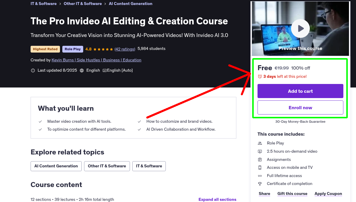The Pro Invideo AI Editing & Creation Course