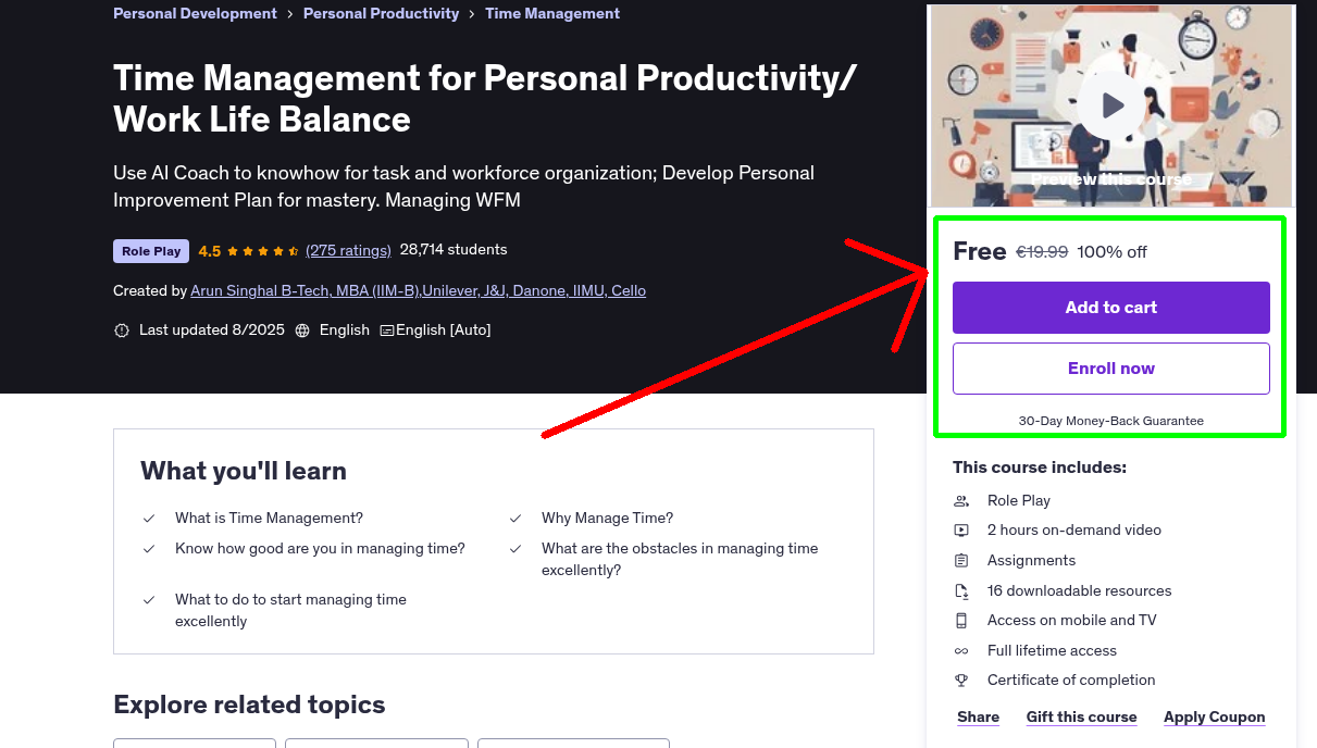 Time Management for Personal Productivity/ Work Life Balance