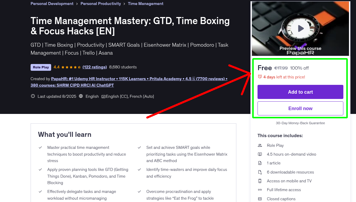 Time Management Mastery: GTD, Time Boxing & Focus Hacks [EN]