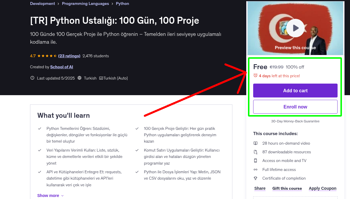 [TR] Python Ustalığı: 100 Gün, 100 Proje