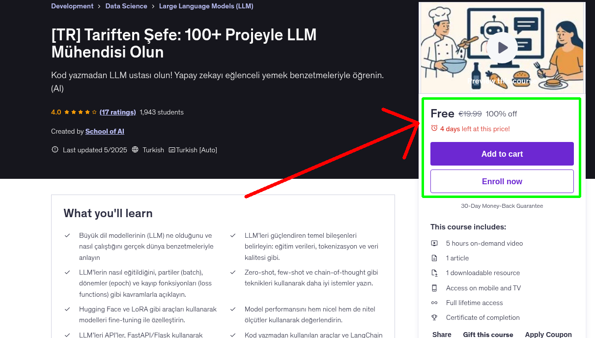 [TR] Tariften Şefe: 100+ Projeyle LLM Mühendisi Olun