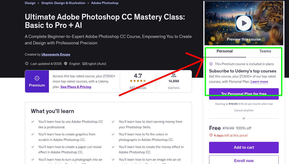 Ultimate Adobe Photoshop CC Mastery Class: Basic to Pro + AI