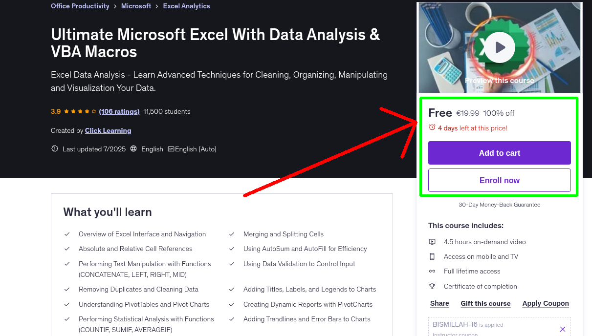 Ultimate Microsoft Excel With Data Analysis & VBA Macros