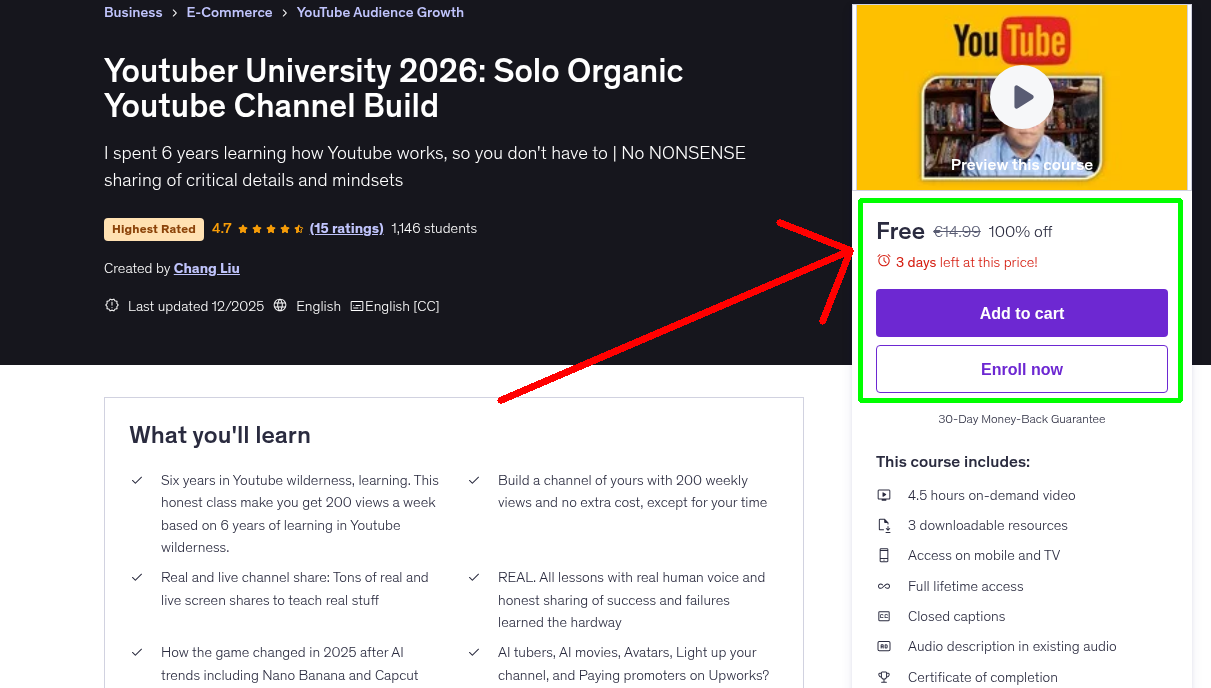 Youtuber University 2026: Solo Organic Youtube Channel Build